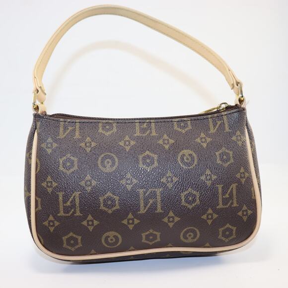 Lorenzo Valentino Monogram Shoulder Bag Brown with Gold Hardware - Picture 2 of 6